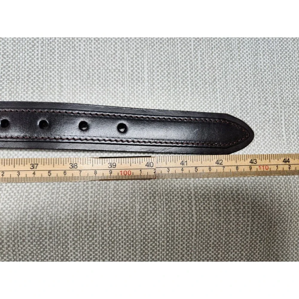 Duluth Trading Co Sz 36 Dark Brown Leather Belt Braided Woven Brass Buckle Flaw